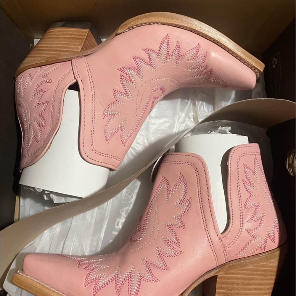 Powder Pink Western Ariat Ankle Boots